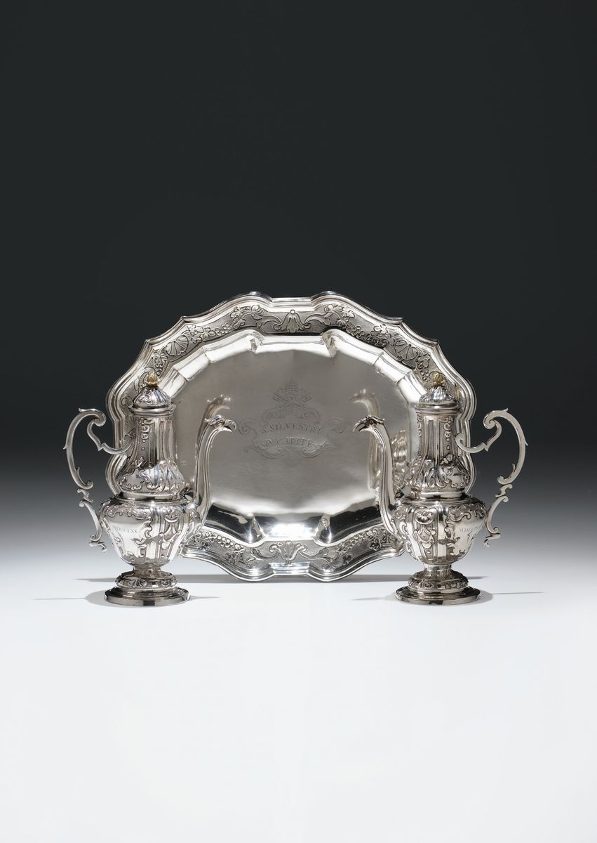 Servizio di Eucarestia in Argento Fuso Sbalzato e Cesellato, Argenterie G. Bortolotti, Roma 1770