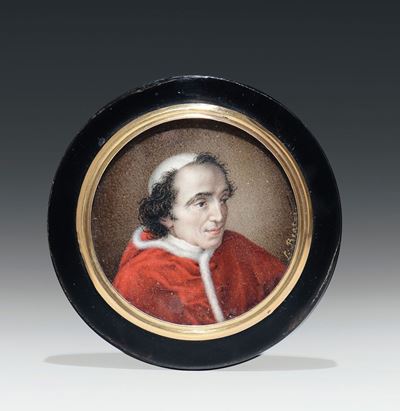 Tabacchiera in Tartaruga con Finiture in Oro di Forma Circolare. L. Bracci, Italia XVIII Secolo