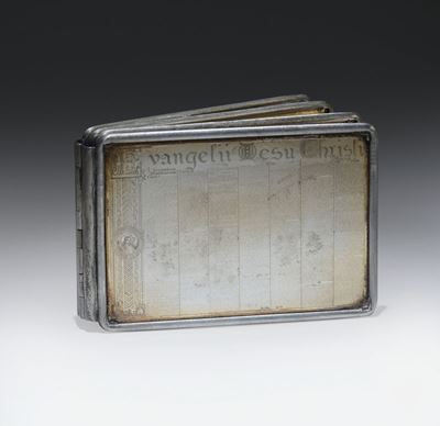 Libretto Composto da Quattro Fogli in Lastra D’argento con Incisi in Microscrittura i Vangeli Raf...