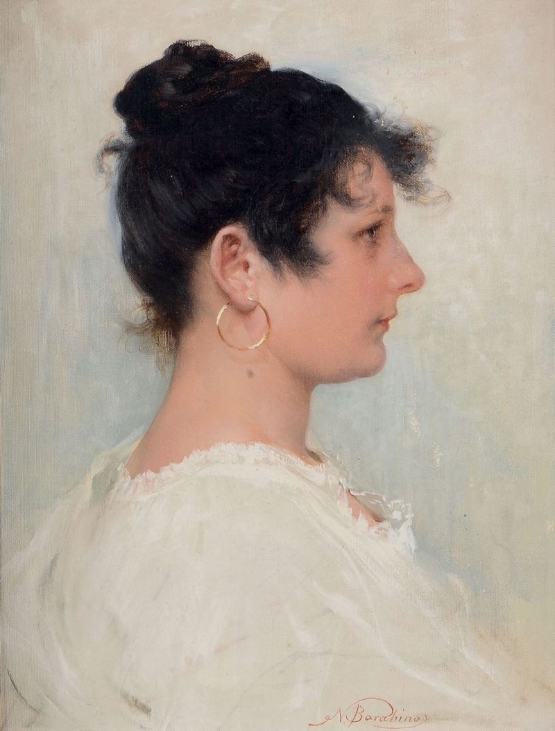 Nicolò Barabino (1832-1891) Ritratto femminile  - Asta Dipinti del XIX e XX secolo - Cambi Casa d'Aste