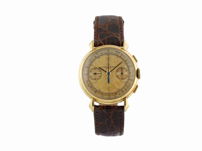 VACHERON & CONSTANTIN, Genève, No. 466903, case No. 340386,  fine and rare, 18K yellow gold wristwatch with square button chronograph, register, telemeter and tachometer. Made circa 1950  - Auction Watches and Pocket Watches - Cambi Casa d'Aste