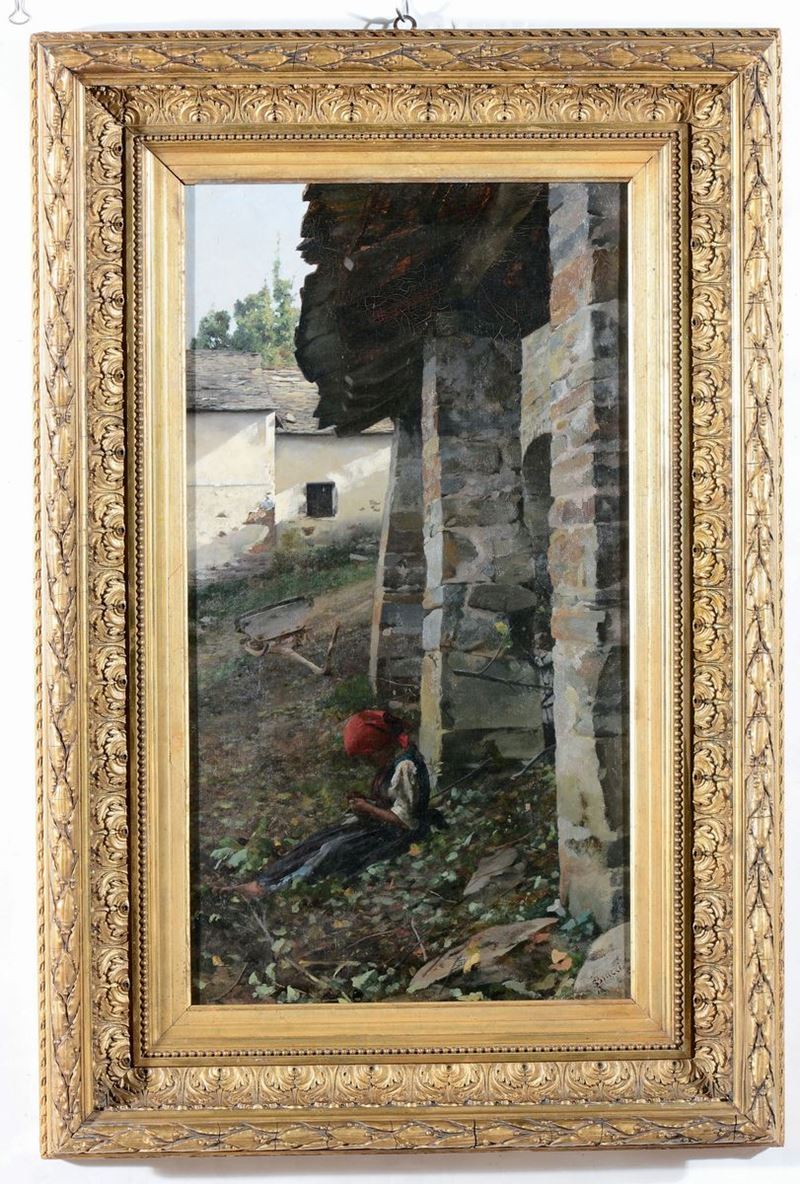 Stefano Bruzzi (1835-1911) L’ultimo raggio di sole, 1885 circa  - Asta Dipinti del XIX e XX secolo - Cambi Casa d'Aste