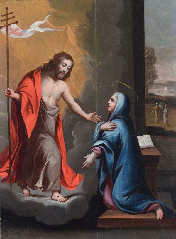 Scuola Italiana del XVII secolo Apparizione di Cristo alla Madonna