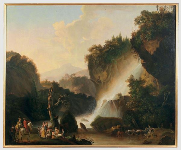 Massimo Taparelli D'Azeglio (1798-1866), nei modi di Paesaggio con cascate e figure