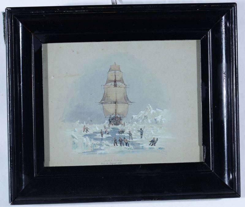 Anonimo del XIX secolo Veliero nei ghiacci  - Auction Maritime Art and Scientific Instruments - Cambi Casa d'Aste