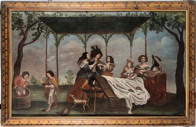Scuola Fiamminga del XVIII-XIX secolo Banchetto all’aperto  - Auction Old Masters Paintings - Cambi Casa d'Aste