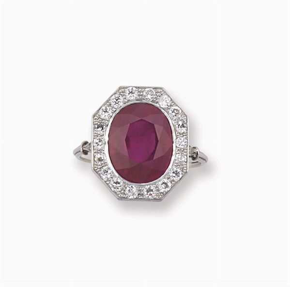 A Burma ruby ring. Gubelin report and SSEF report
