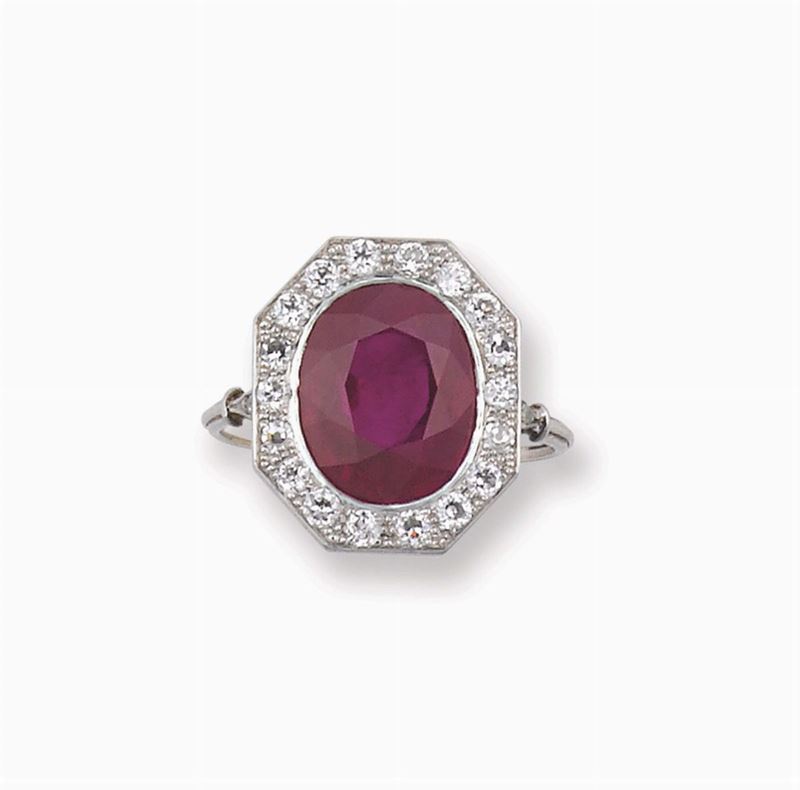 A Burma ruby ring. Gubelin report and SSEF report  - Auction Fine Jewels - I - Cambi Casa d'Aste