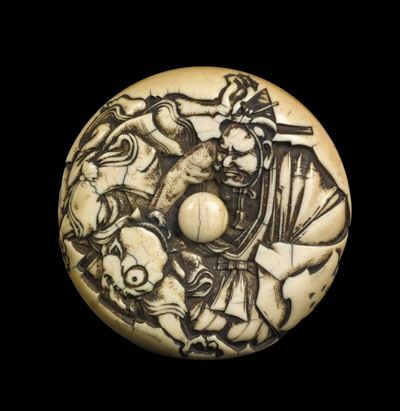 Netsuke in Avorio con Immagine di Saggio, Giappone, Epoca Meiji, XIX Secolo