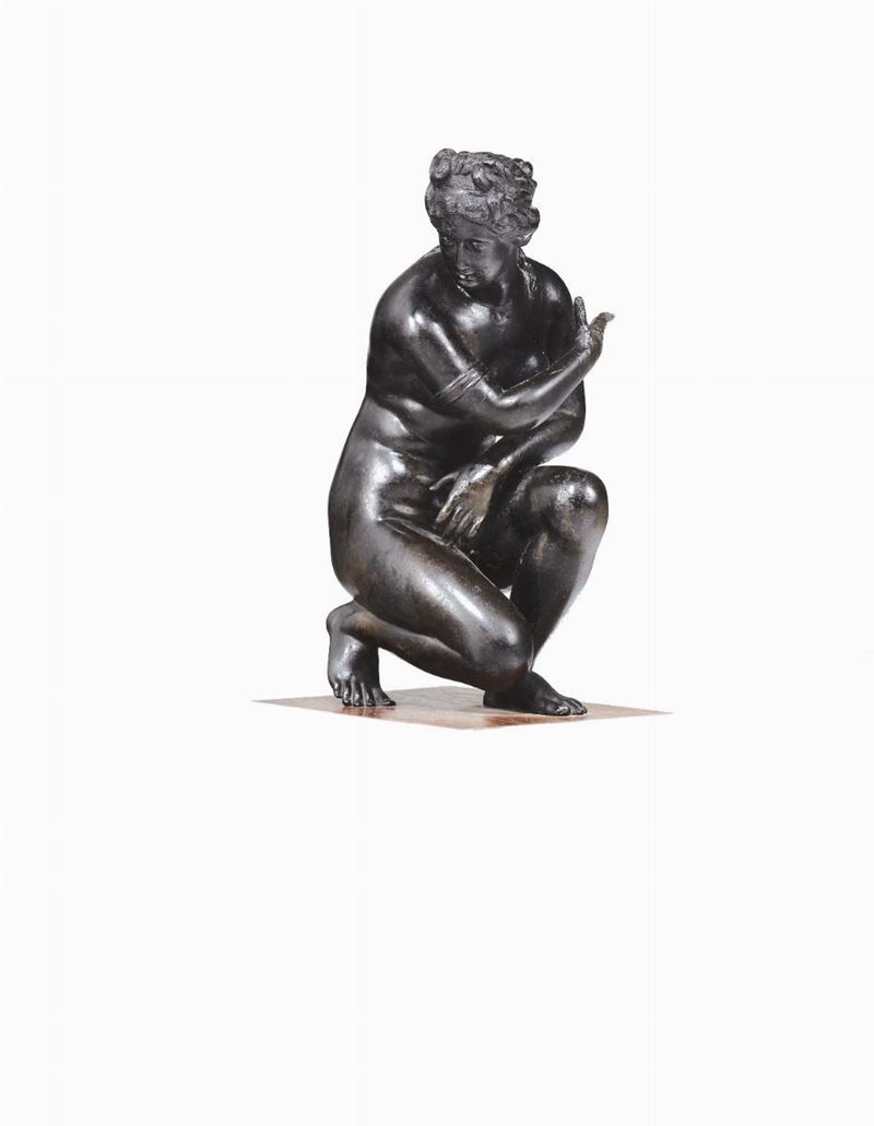 Bronzo raffigurante Venere Cnidia. Bronzista neoclassico, Italia (?) fine del XVIII secolo  - Auction Sculpture and Works of Art - Cambi Casa d'Aste