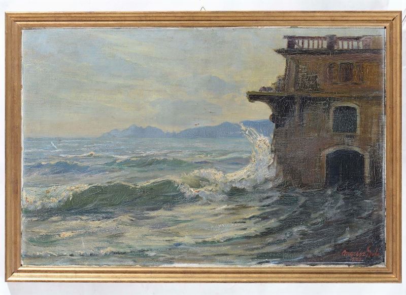 Anonimo del XIX secolo Marina Riviera di Levante  - Auction Paintings Timed Auction - Cambi Casa d'Aste
