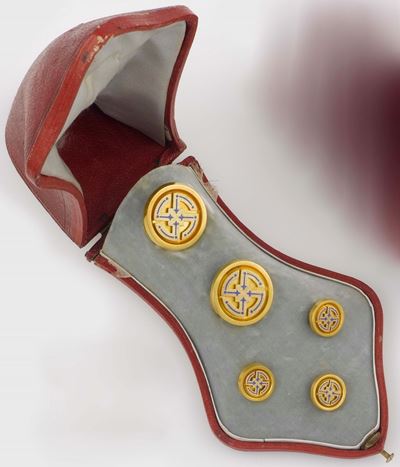 Set di Bottoni in Oro Giallo con Smalto Blu