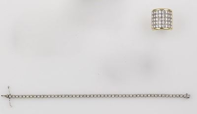 Lotto Composto da Bracciale Tennis con Diamanti ed Anello con Diamanti