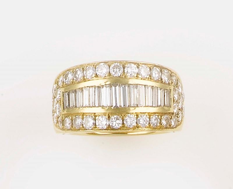Anello con diamanti taglio baguette e rotondi  - Asta Jewels - II - Cambi Casa d'Aste