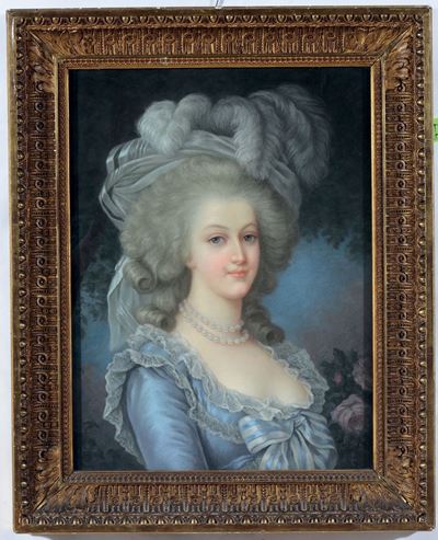 Scuola del XVIII Secoloritratto di Gentildonna con Cappello con Piume, a Mezzo Busto