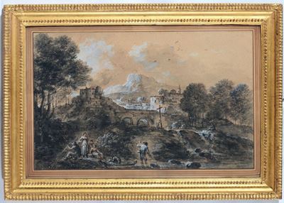 Francesco Zuccarelli (pitigliano 1702 - Firenze 1788)coppia di Disegni Raffiguranti Paesaggi con ...
