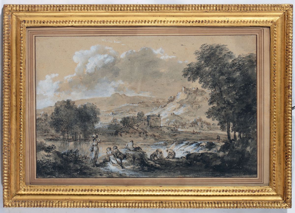 Francesco Zuccarelli (pitigliano 1702 - Firenze 1788)coppia di Disegni Raffiguranti Paesaggi con ...