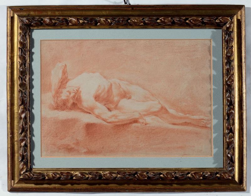 Gaetano Gandolfi (Bologna 1734 - 1802) Figura maschile sdraiata  - Asta Dipinti Antichi - Cambi Casa d'Aste