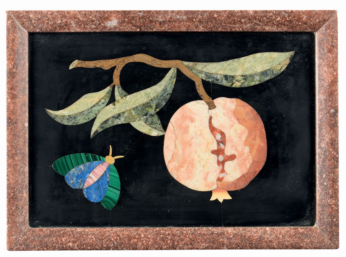 Sei Placche in Pietre Dure su Lavagna, XIX Secolo