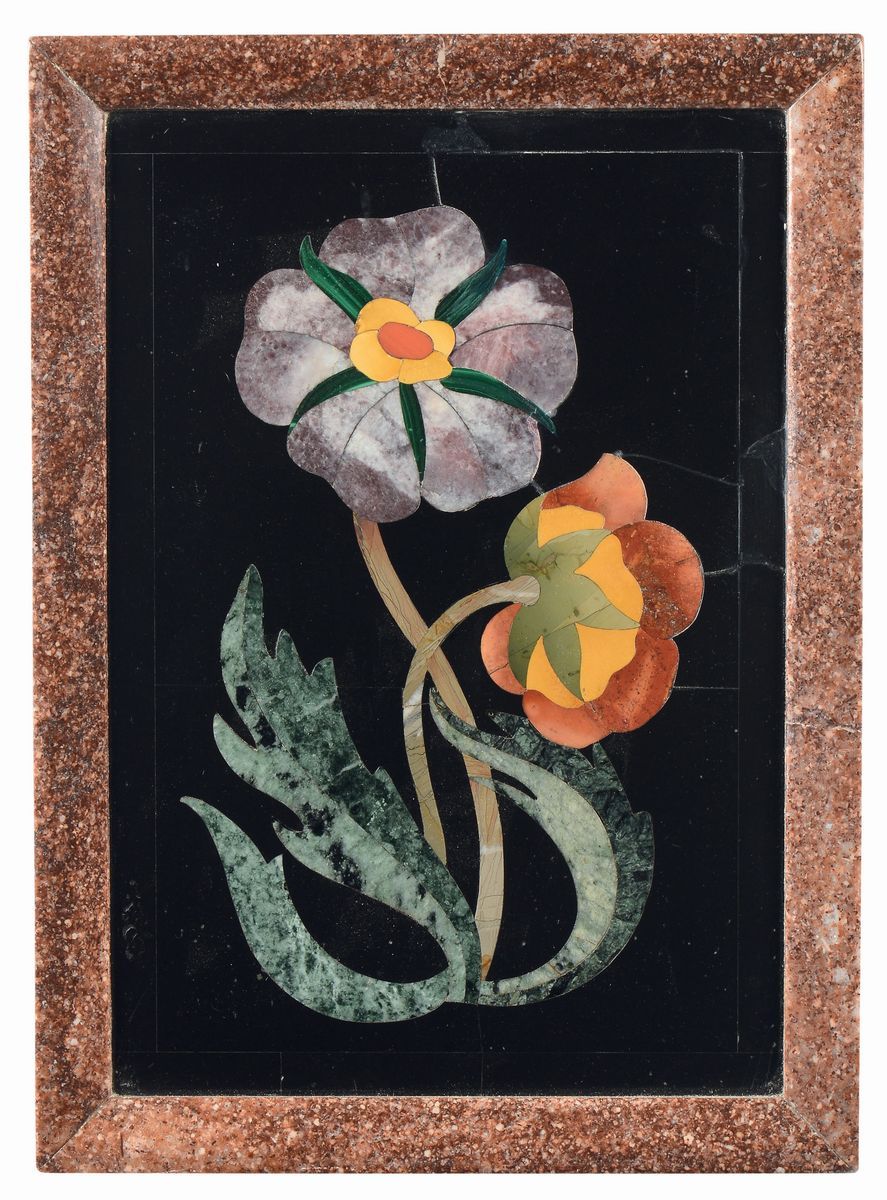 Sei Placche in Pietre Dure su Lavagna, XIX Secolo
