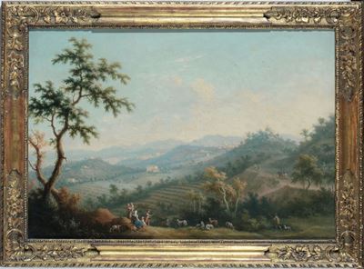 Angelo Cignaroli (verona 1767-1841)coppia di Vedute con Paesaggi Pastorali