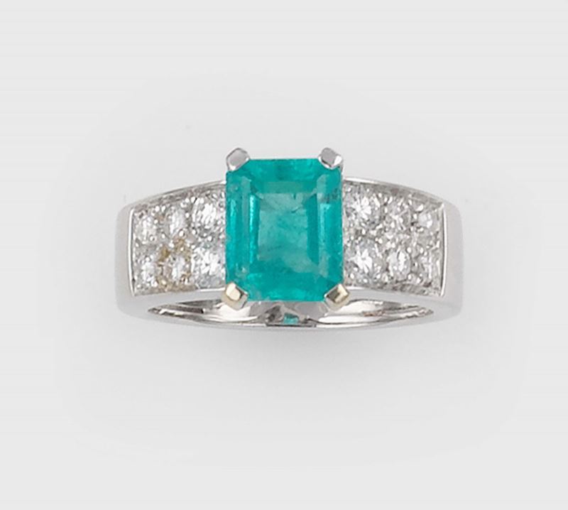 Anello con smeraldo e diamanti  - Asta Jewels - II - Cambi Casa d'Aste