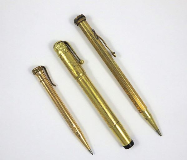 Three gold-plated pen