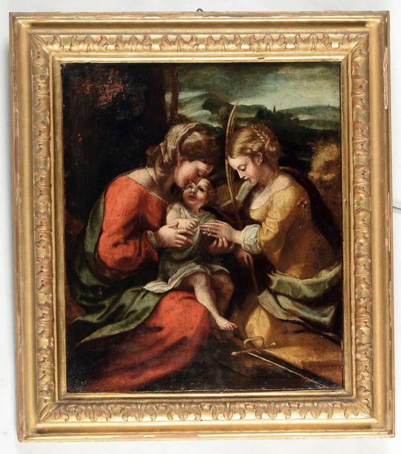Scuola del XVIII secolo Matrimonio mistico da Santa Caterina  - Auction Old Masters Paintings - Cambi Casa d'Aste