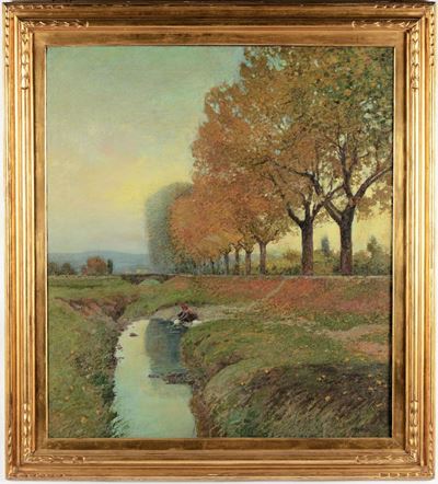 Carlo Passigli (firenze 1881-1953)tramonto sul Mugnone