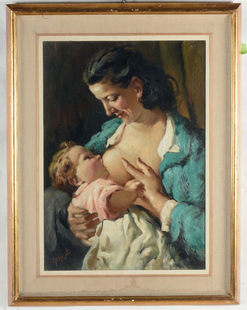 Cafiero Filippelli (1889-1973) Maternità  - Asta Dipinti del XIX e XX secolo - Cambi Casa d'Aste