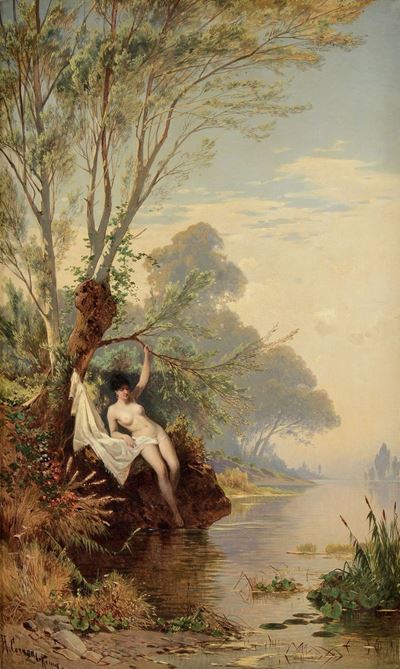 Hermann Corrodi (1844-1905)donna sul Lago