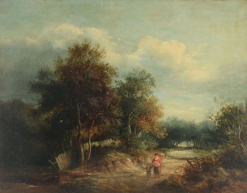 James Francis Williams (1785-1846), attribuito a Ritorno, paesaggio  - Asta Dipinti del XIX e XX secolo - Cambi Casa d'Aste
