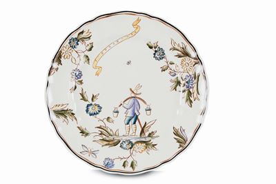 Ginori (Richard), Piatto del servizio “Ermione”, terraglia a colaggio con decoro policromo (Manif...