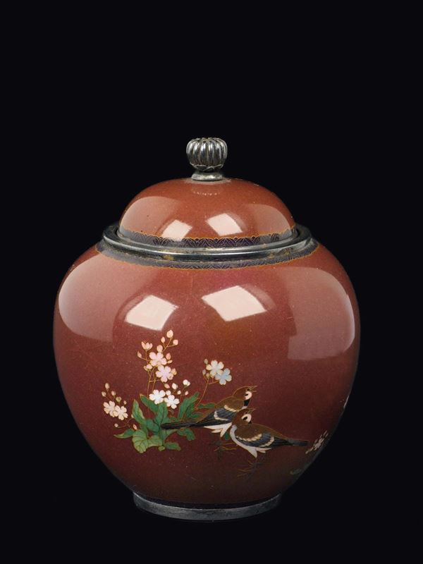 A silver cloisonné gilt enamel vase and cover, Japan, Meiji Period, 19th century