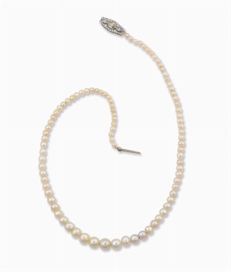A natural pearl and diamond necklace  - Auction Fine Jewels - I - Cambi Casa d'Aste
