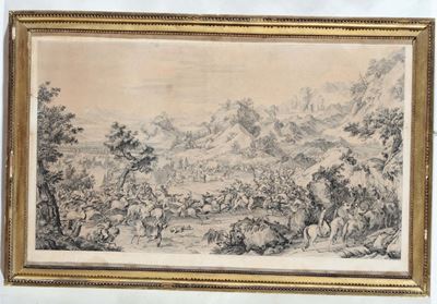 Due Incisioni di Giuseppe Castglione Raffiguranti Scene di Battaglia, XVIII Secolo