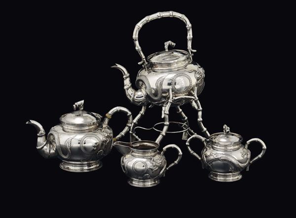A silver tea set, China, Qing Dynasty, 19th century