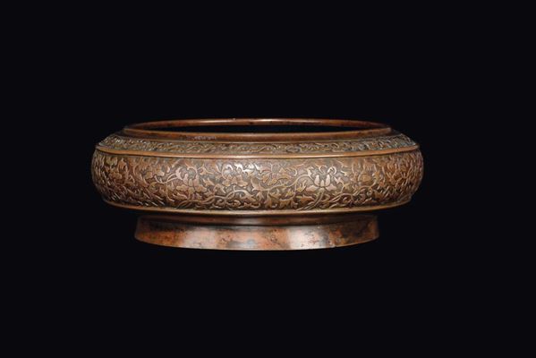 A bronze censer  with ramages, China, Ming Dynasty, 17th century