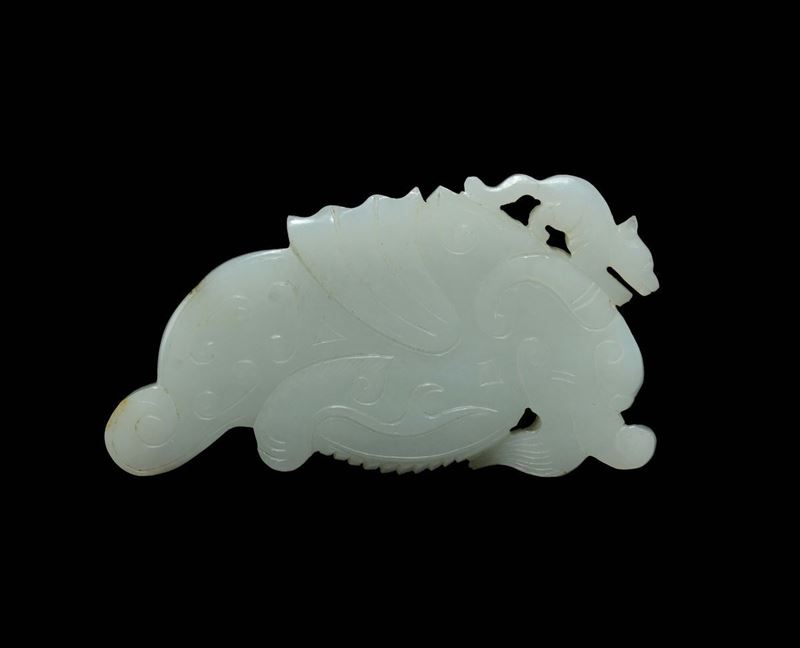 A white jade dragon and cat group, China, Qing Dynasty, 18th century  - Auction Fine Chinese Works of Art - Cambi Casa d'Aste