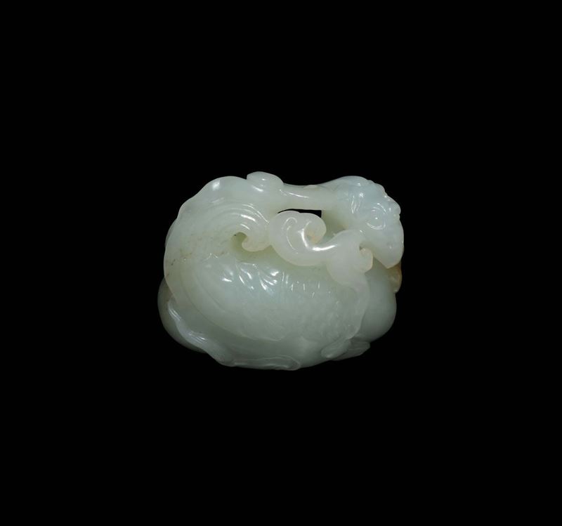 A small white jade phoenix with branch in its beak group, China, Qing Dynasty, 18th century  - Auction Fine Chinese Works of Art - Cambi Casa d'Aste