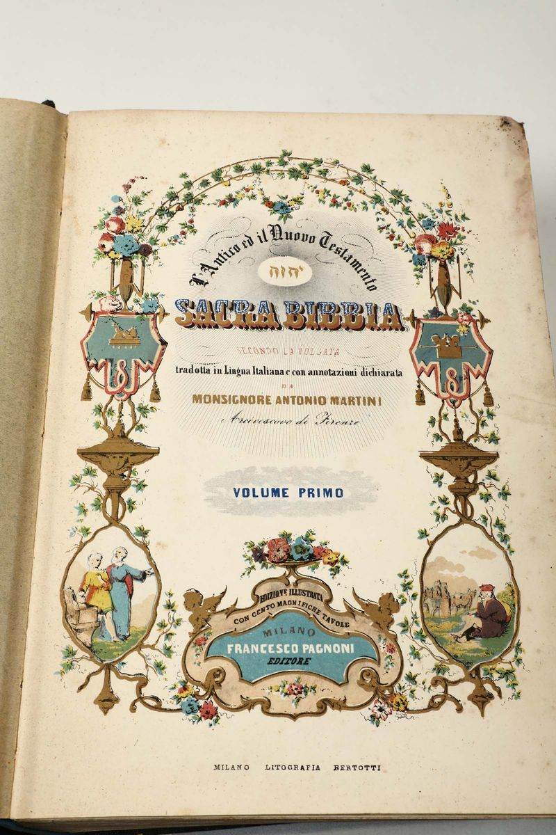 Martini, Antoniola Sacra Bibbia, 4 Volumi, Milano, Pagnoni, Metà XIX Secolo