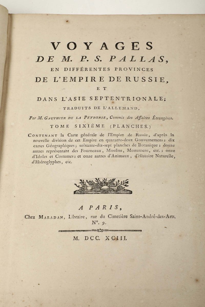 Voyages De M.p.s. Pallas..., Paris, 1793, Solo Tomo Sesto (planches)