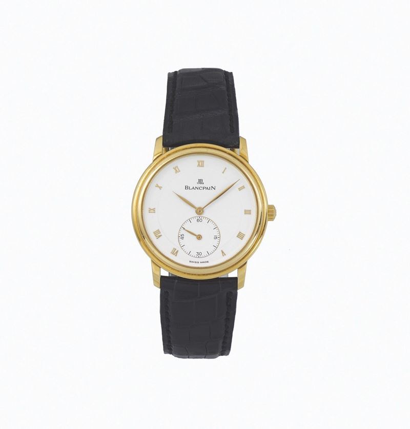 BLANCPAIN, No. 37, thin, 18K yellow gold wristwatch with an 18K yellow gold Blancpain buckle. Accompanied by the original  box and Guarantee. Made circa 1990  - Auction Watches and Pocket Watches - Cambi Casa d'Aste