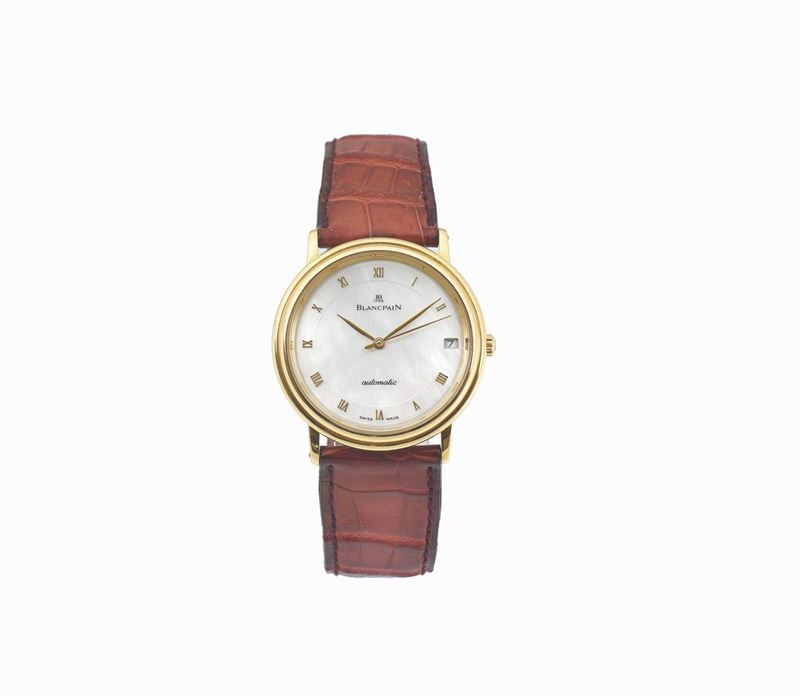 BLANCPAIN, “Mother of Pearl, No. 79, thin, self-winding, 18K yellow gold wristwatch with date and an  18K yellow gold Blancpain buckle. Accompanied by the original box and Guarantee. Made circa 1990  - Auction Watches and Pocket Watches - Cambi Casa d'Aste