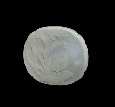 Placca in Giada Bianca con Immagine di Quaglia a Rilievo, Cina, Dinastia Qing, XIX Secolo