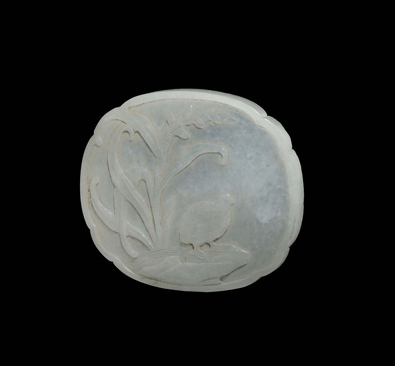 A white jade plaque with quail, China, Qing Dynasty, 19th century  - Auction Fine Chinese Works of Art - Cambi Casa d'Aste