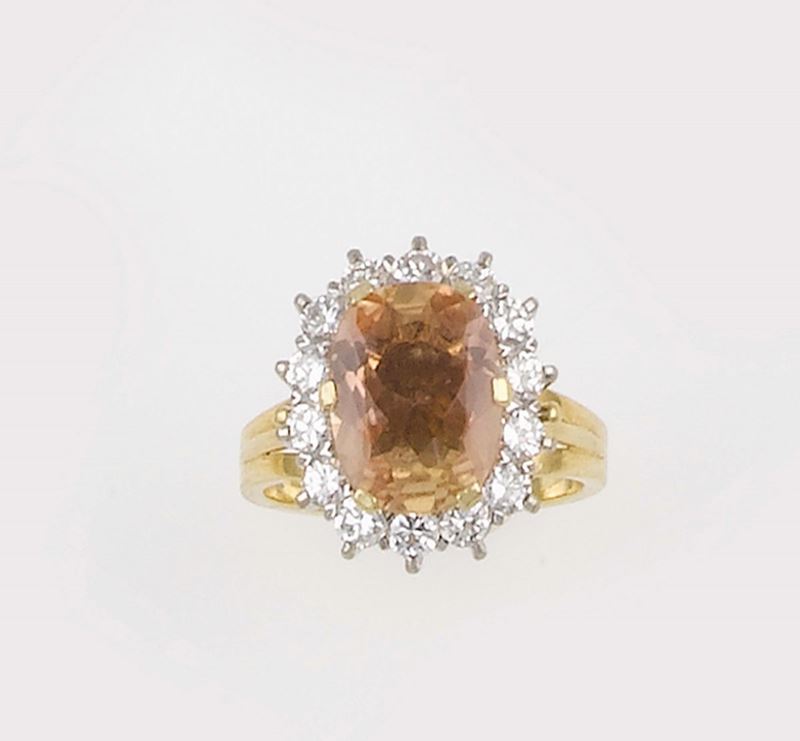 Anello con topazio naturale e diamanti a contorno  - Asta Jewels - II - Cambi Casa d'Aste