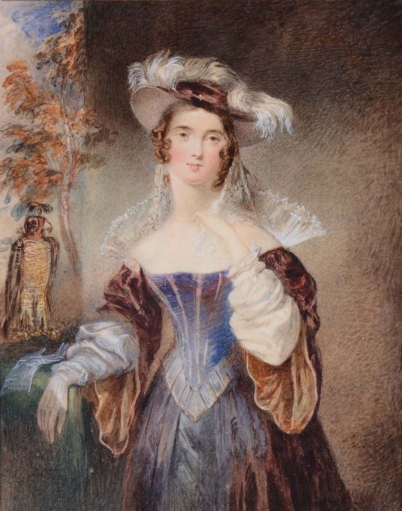 Anonimo dell'inizio del XIX secolo Donna con falco  - Auction Paintings Timed Auction - Cambi Casa d'Aste