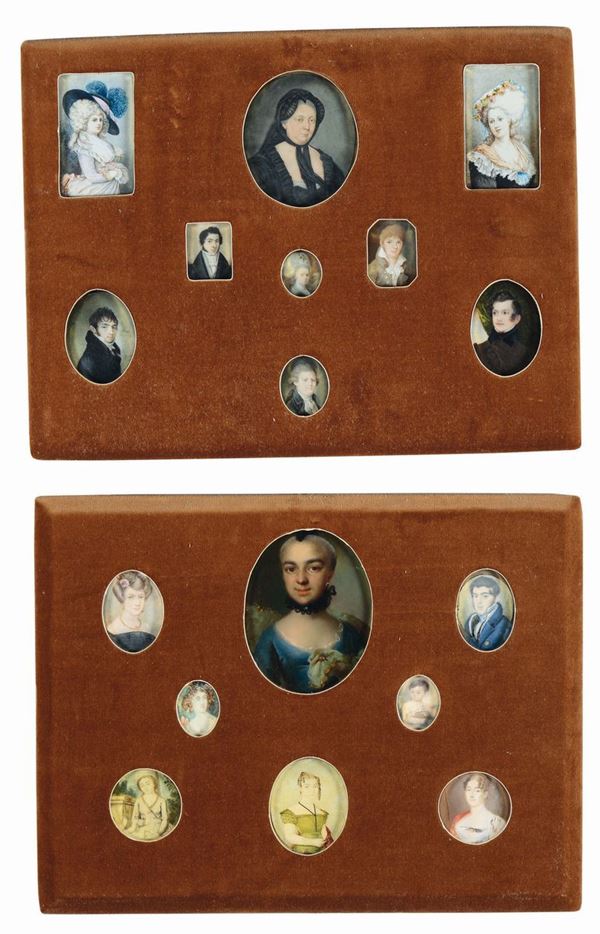Serie di diciassette medaglioni con miniature, XIX-XX secolo