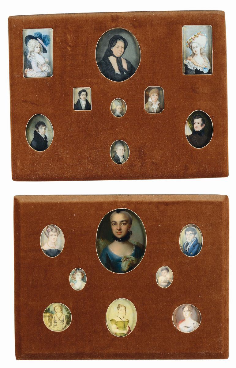 Serie di diciassette medaglioni con miniature, XIX-XX secolo  - Auction Fine Art - Cambi Casa d'Aste